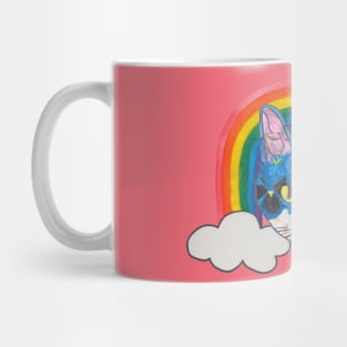 Floral Kitty face with rainbow Mug